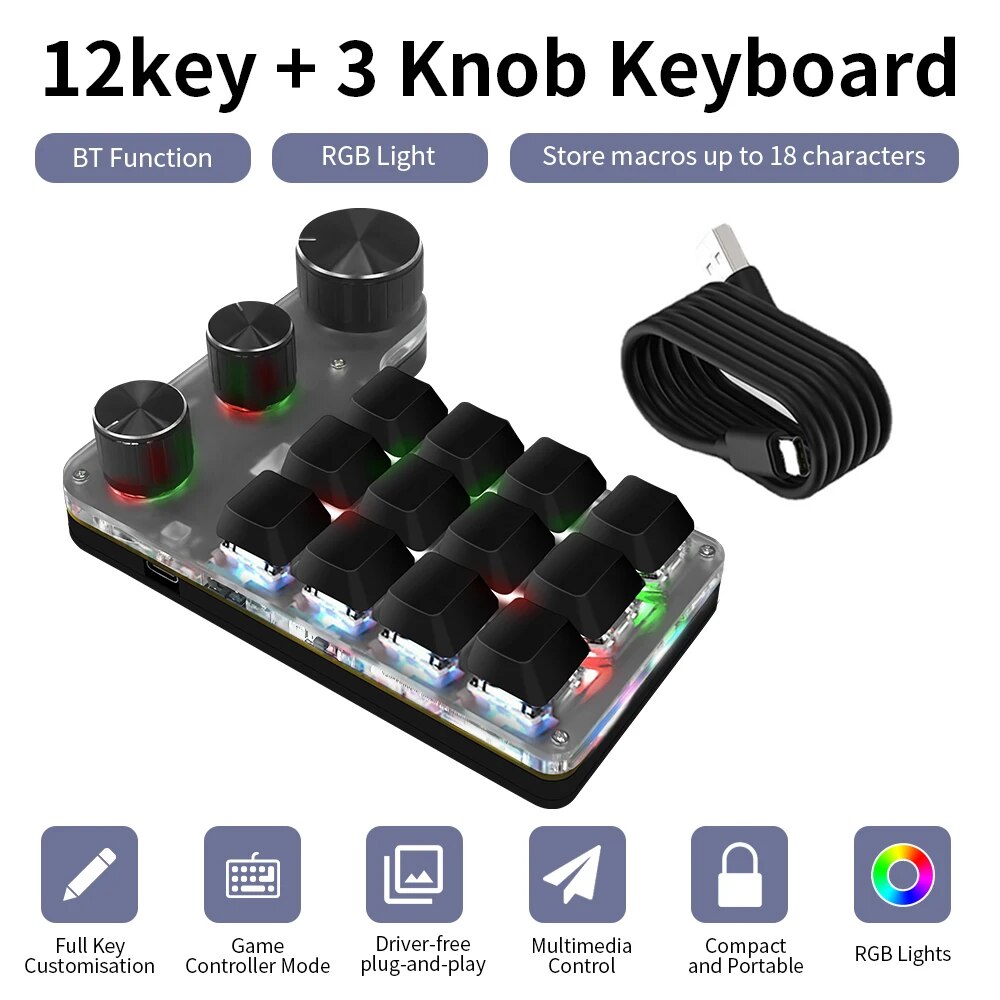 Gaming Keyboard Mini Mechanical - لوحة مفاتيح مخصصة لبرمجة البلوتوث ،