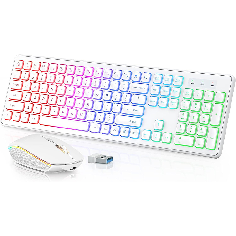 Gaming Keyboard Extension - لوحة مفاتيح وماوس لاسلكية بإضاءة خلفية،