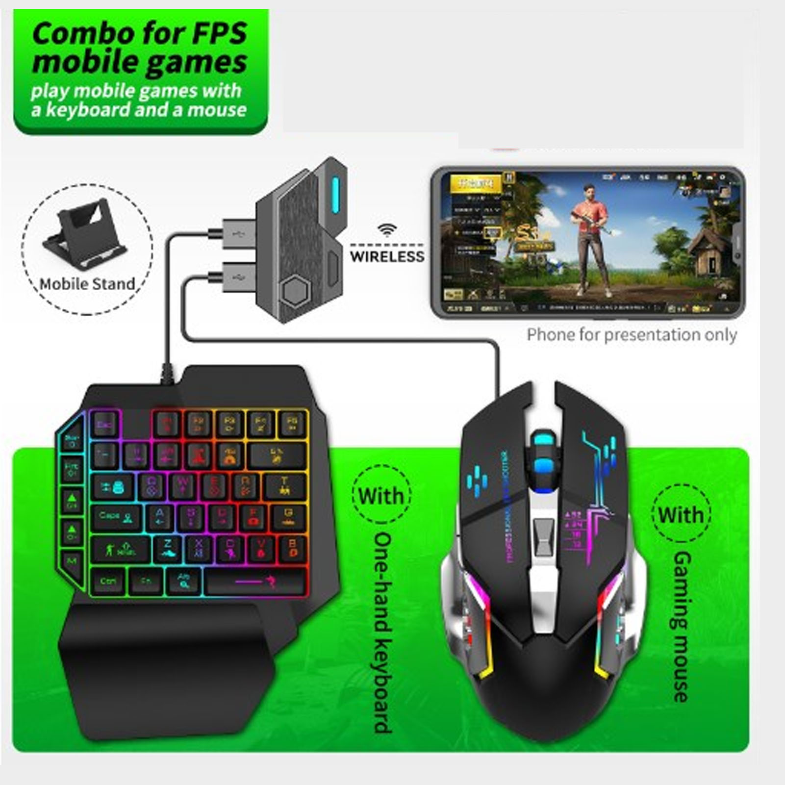 مجموعة محول لوحة مفاتيح وفأرة، - مراجعة Gaming Keyboard Hand وسعره
