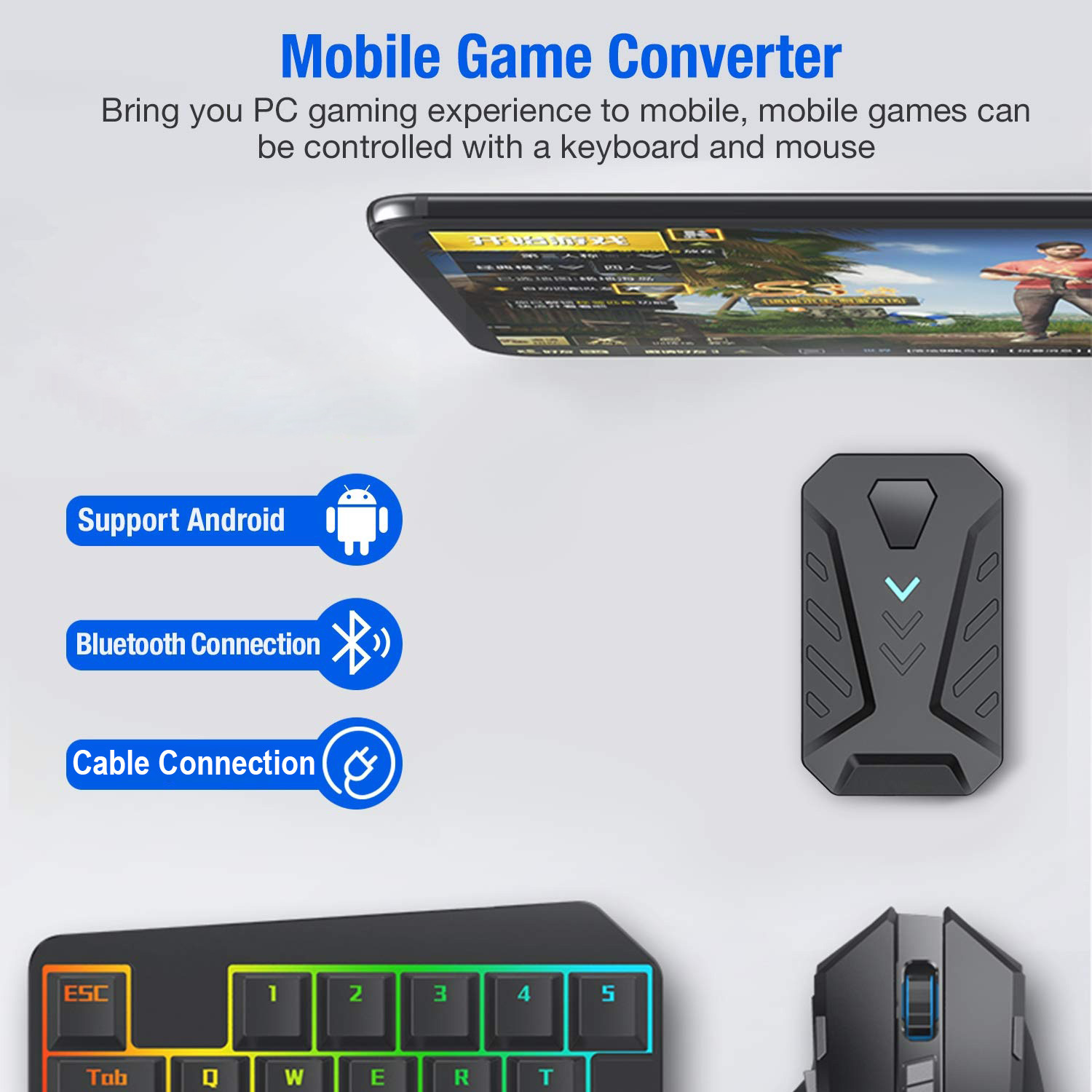 محول ألعاب الهاتف المحمول مجمو - مراجعة Gaming Keyboard And Mouse Mobile وسعره